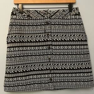 Maeve Black and White Geometric Mini Skirt